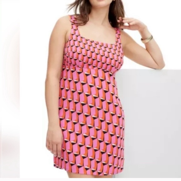 Diane Von Furstenberg X Target Dress Mini Retro Geo Print Pink Orange Black Sz 6 - Picture 1 of 15